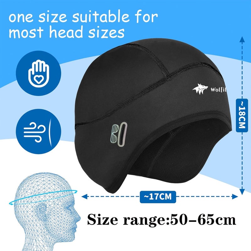 WOLFILIST Skull Cap Helmet Liner for Men Women Hard Hat Liner Winter Cycling Cap Under Helmet Thermal Fleece Beanie - Image 2